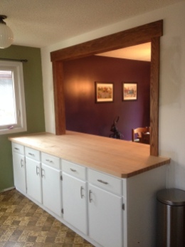 Soild maple counter and custom cabinets